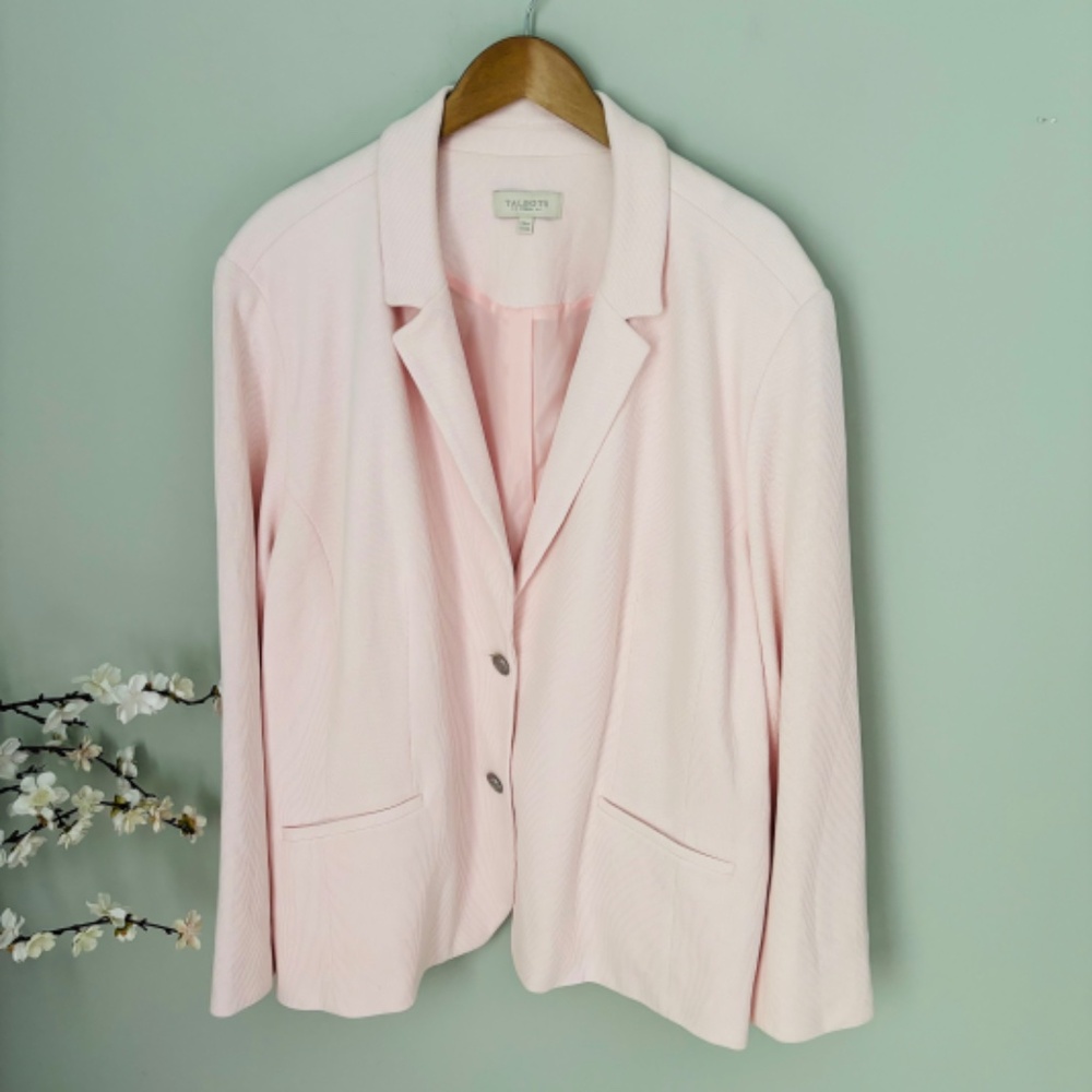 Talbots Blush Pink Textured Knit Blazer Size 26W - Picture 2 of 4